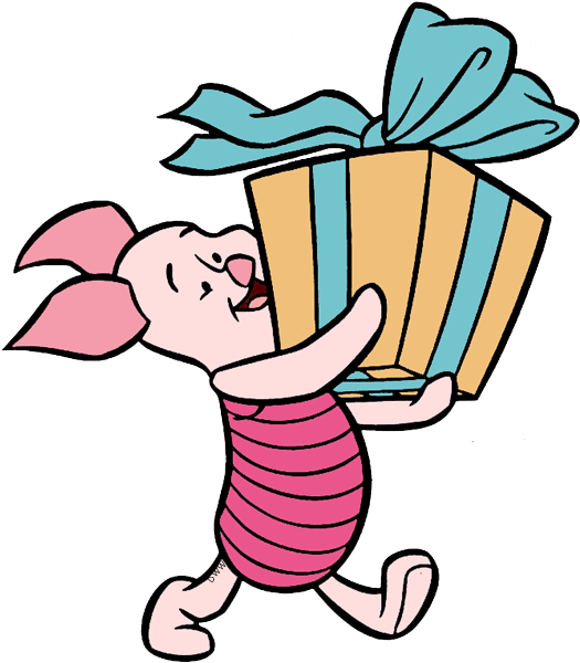 Carrying Wrapped Present - Winnie The Pooh With Present (535x611), Png Download