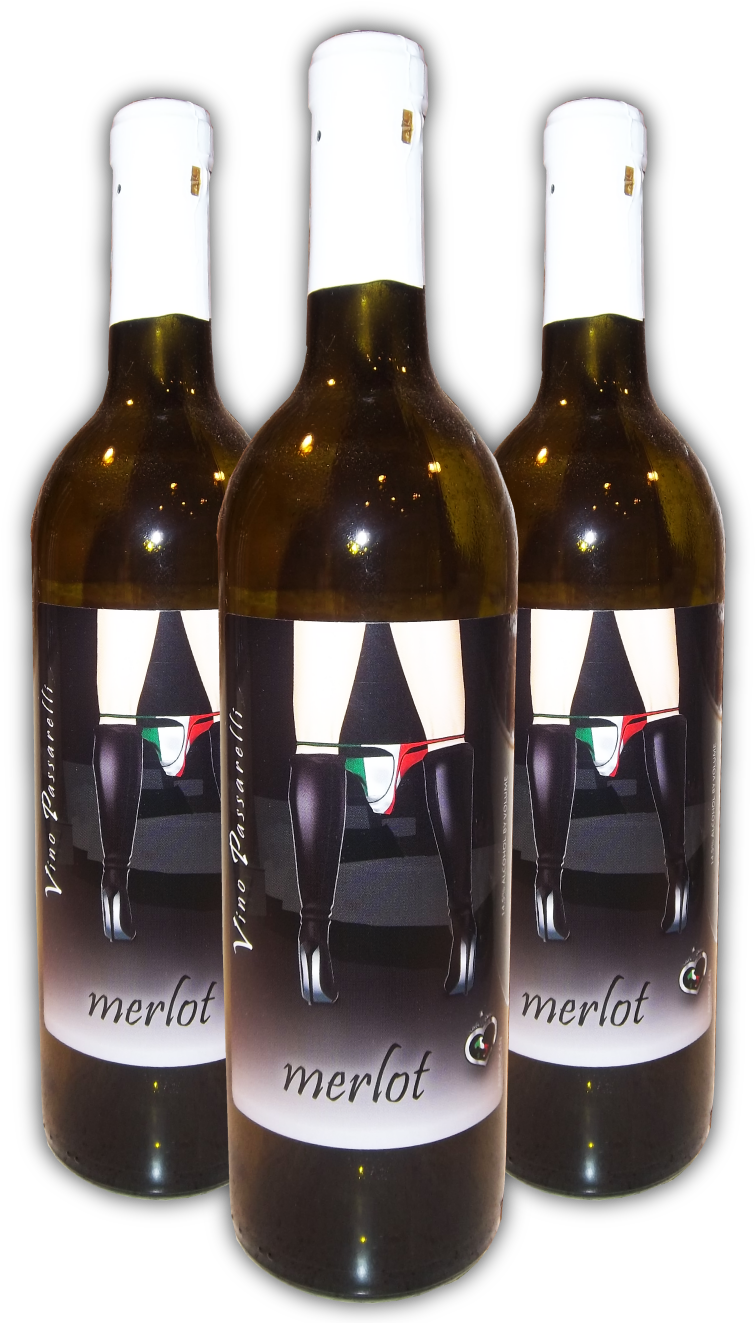 Vino Passarelli Merlot Panty Dropper - Glass Bottle (938x1333), Png Download