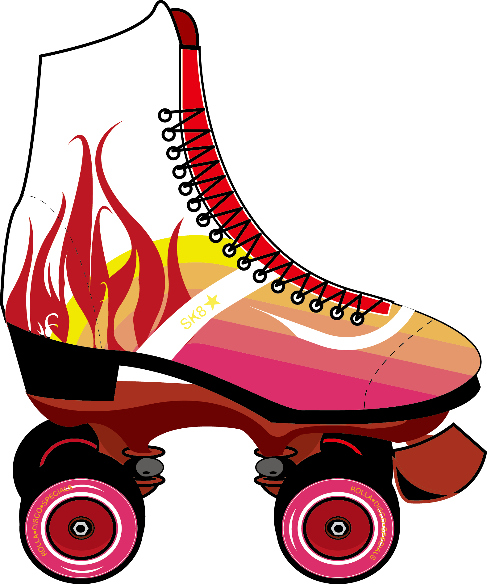 Roller Skates Roller Skating Skateboard Clip Art - Clip Art Roller Skate (1578x1891), Png Download