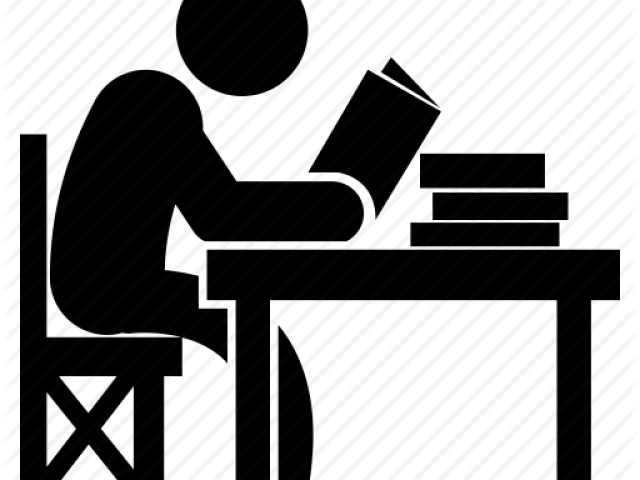 Student Studying Clipart Black And White (640x480), Png Download