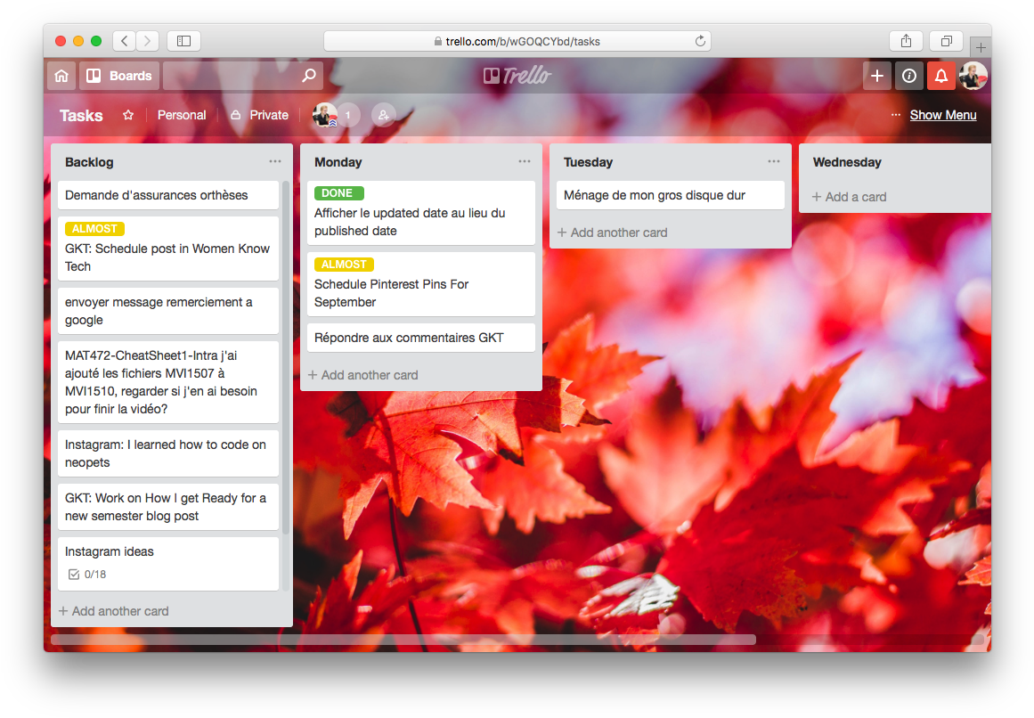 Trello Board With Tasks To Do For Every Day Of The - Maple (1176x817), Png Download