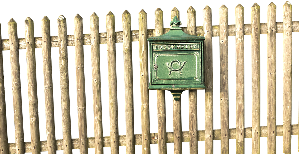 Mailbox, Fence, Wood Fence, Post, Paling, Metal - Fence (960x640), Png Download