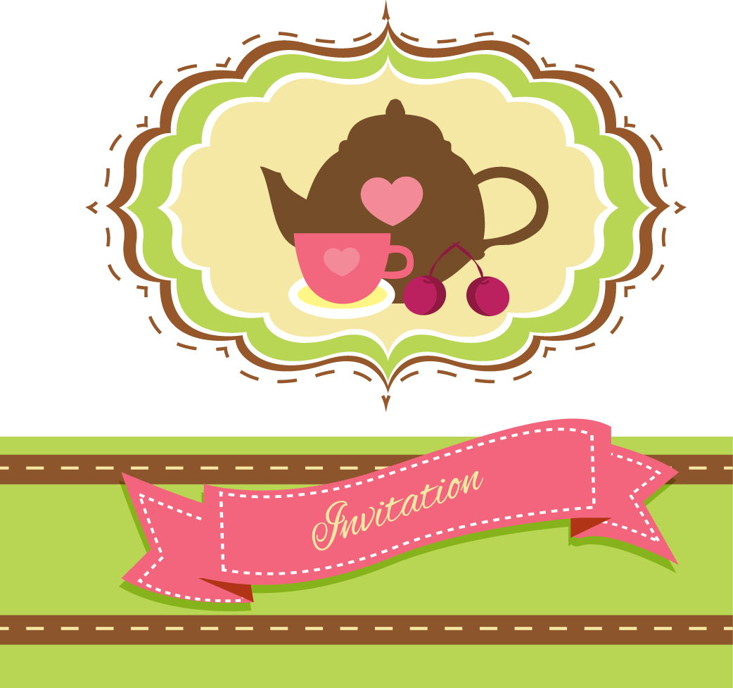 Tea Party Clipart Banner - Illustration (1042x977), Png Download