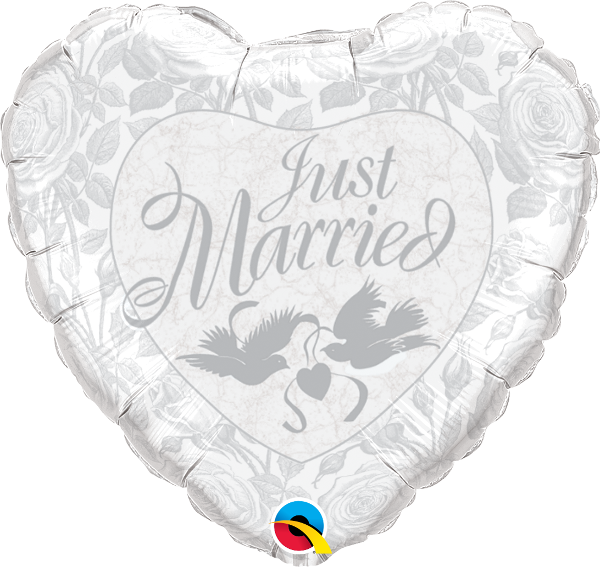 14253 - - - Just Married Pearl White & Silver - Balloon (600x567), Png Download