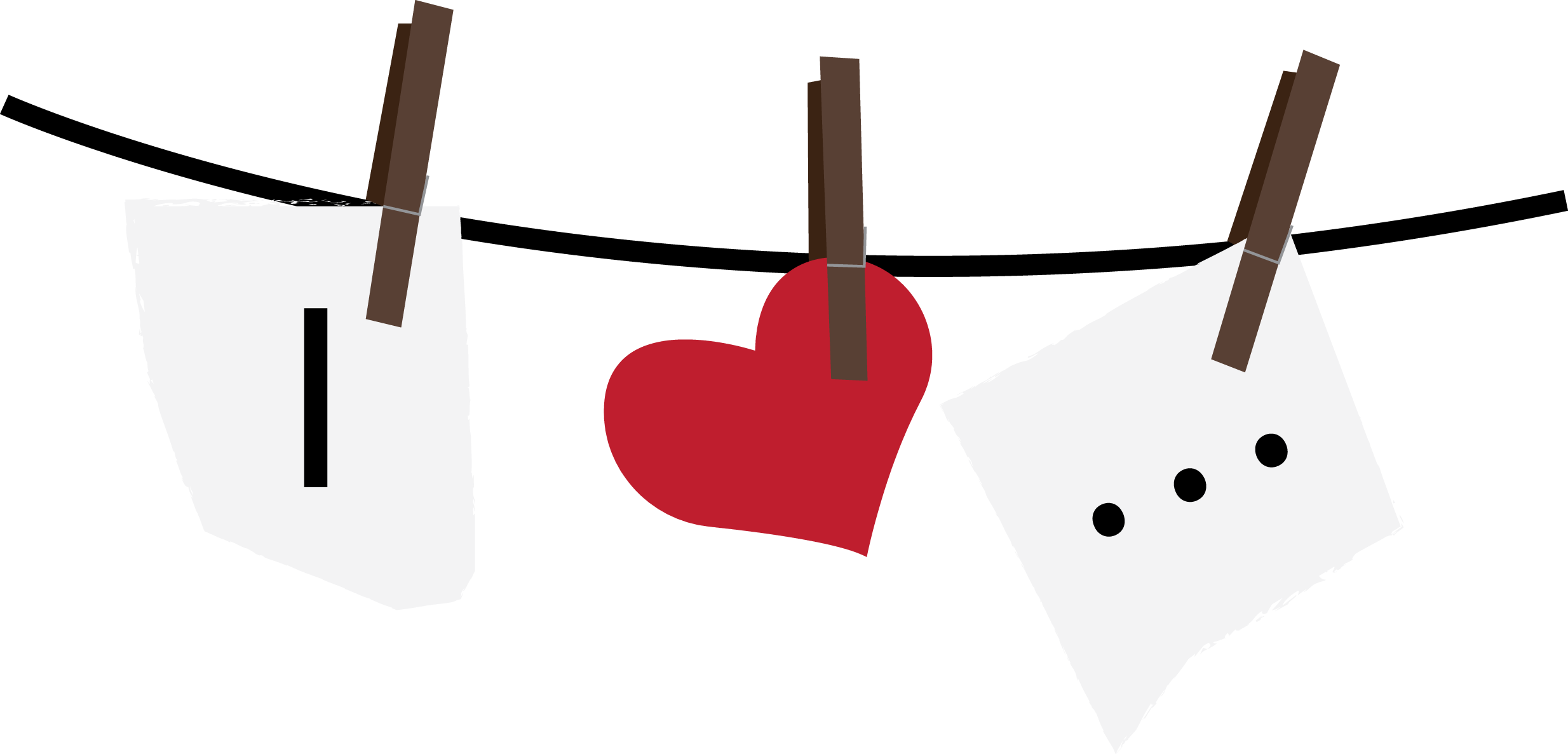 Heart On A Clothesline (2468x1187), Png Download