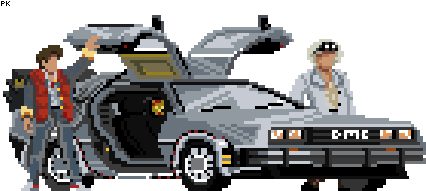 Main Image Back To The Future By Thatboi - Back To The Future Pixel Art (846x378), Png Download
