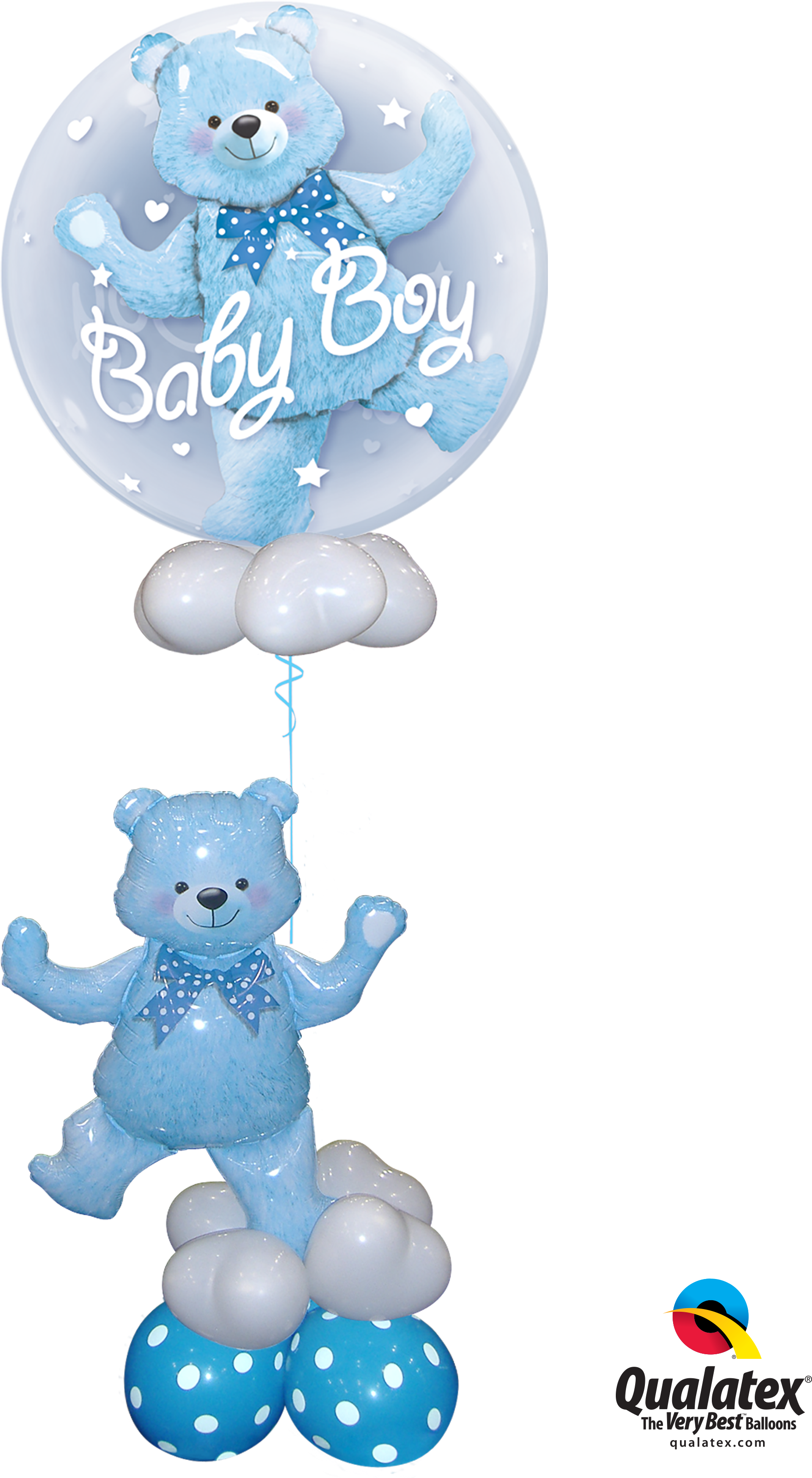 Baby Boy Blue Bear New Baby Balloon Bouquet - Balloons Baby Boy Stand (3200x3200), Png Download