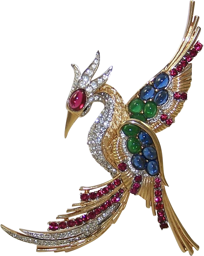 Boucher Large Sapphire, Ruby, Chrysoprase And Diamante - Peafowl (1000x1000), Png Download