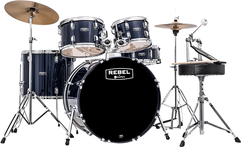 Mapex Rebel 5-piece Complete Drum Set 20" Bass Drum - Mapex Tornado Drum Kit (1000x1000), Png Download