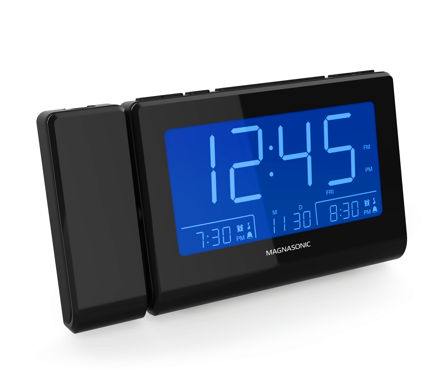 Alarm Clock Radio With Usb Charging & Projection - Led Display (1500x1500), Png Download