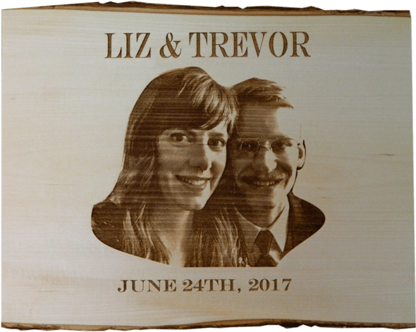 Wood Engraving With Couple's Faces - Poster (600x600), Png Download