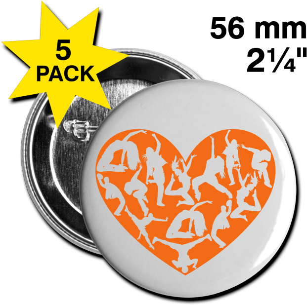 Dance Love - Large Pins - Orange Heart - Cat Face Cartoon (650x650), Png Download