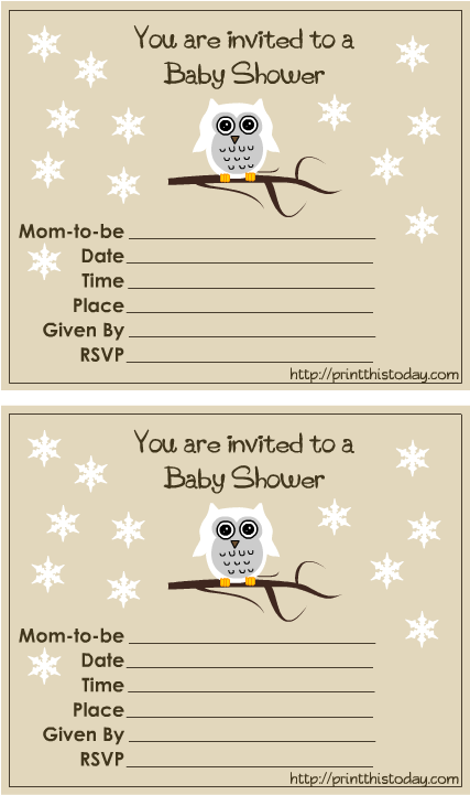 Free Cute Owl Baby Shower Invitations Baby Shower Invitations - Cartoon (612x756), Png Download