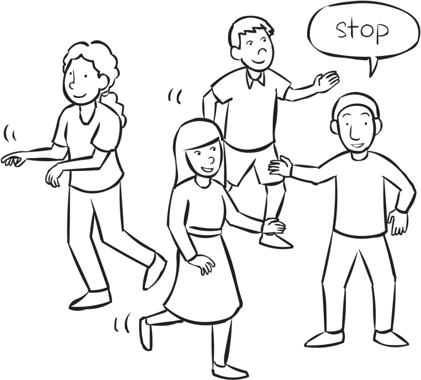 Back People Moving About An Area As Part Of Fun Energiser - Line Art (1024x768), Png Download