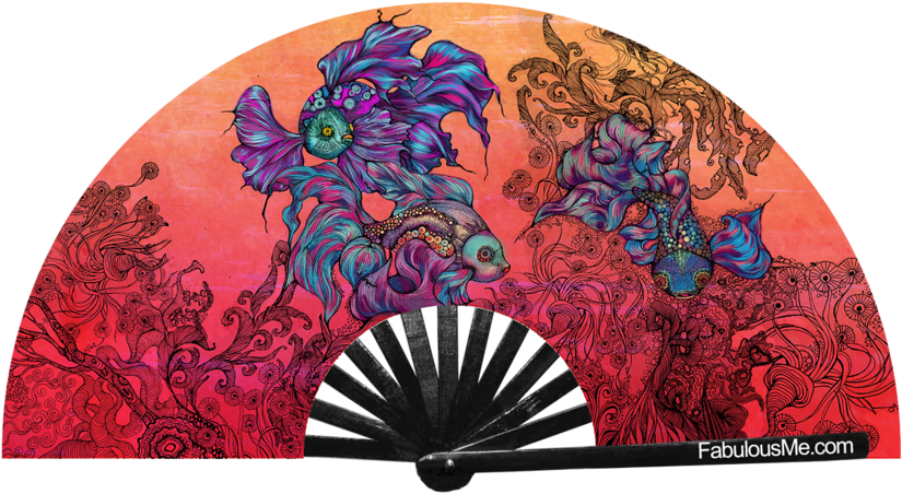 Betta Fish Circuit Party Uv Glow Fan By Fabulous Me - Motif (1024x1024), Png Download