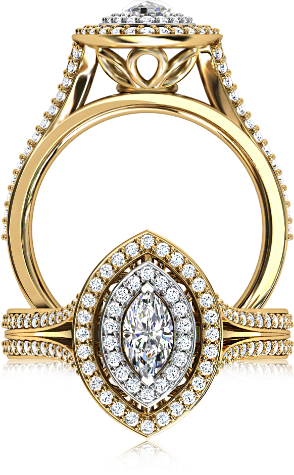 Marquise Double Halo Diamond Ring - Engagement Ring (1024x1024), Png Download
