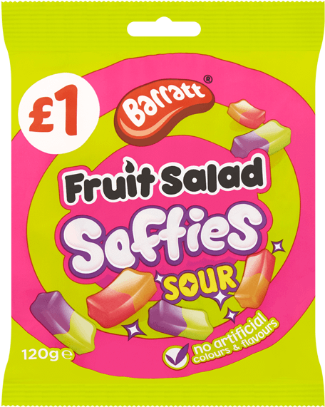 Barratt Fruit Salad Sour Softies 120g - Sweets (600x600), Png Download