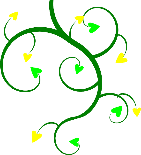 Hearts Branch, Green, Yellow, Hearts - Swirl Clip Art (583x640), Png Download