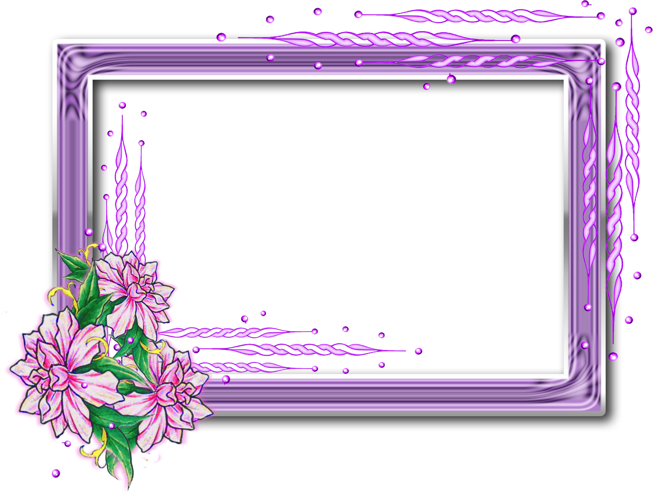 Lindos Marcos De Flores Para Fotos 2018 - Transparent Background Purple Photo Frame (2193x1665), Png Download