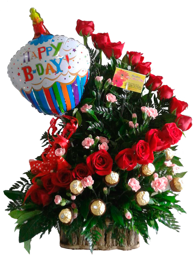 Cu-06 Arreglo De Cumpleaños Con 18 Rosas Rojas Con - Bouquet (700x960), Png Download