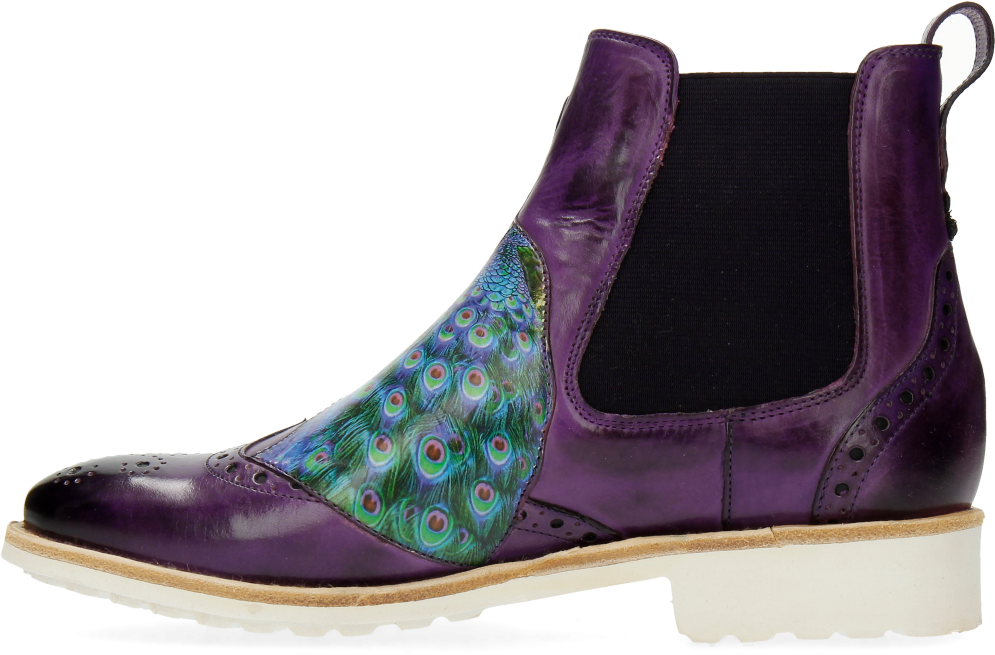 Ankle Boots Amelie 44 Purple Flame Peacock Bee - Chelsea Boot (1024x1024), Png Download