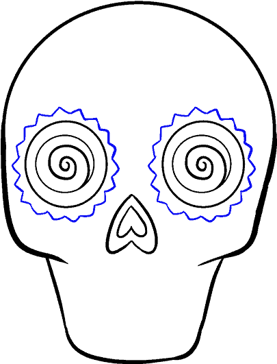 How To Draw Sugar Skull - Sugar Skull Drawing Easy (678x600), Png Download