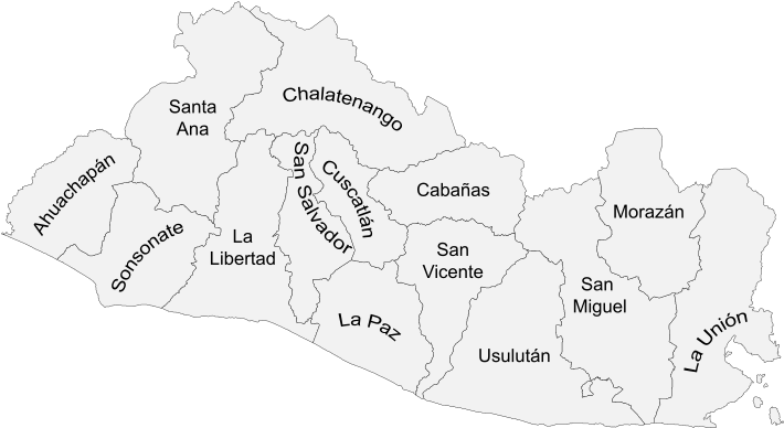 Mapa De Departamentos De El Salvador Con Etiquetas - Mapa El Salvador Png (800x502), Png Download