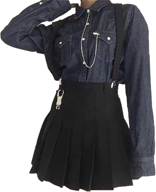 Blue Black Outfit Polyvore Moodboard Filler - Fashion (499x616), Png Download