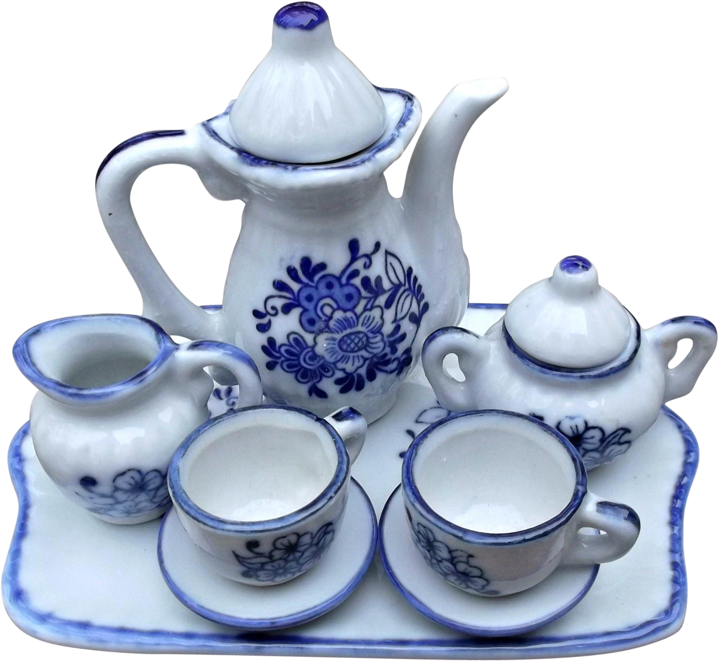Purple Iris Miniature Porcelain Tea Set - Teapot (1469x1469), Png Download