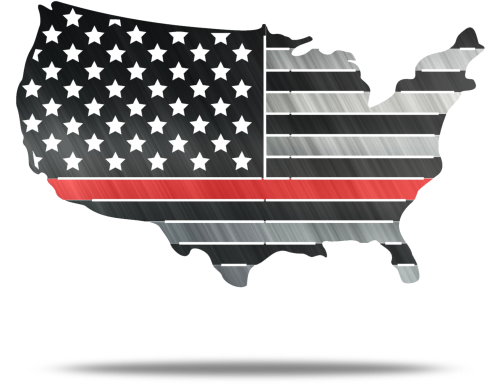 Usa Metal Red Line Conus Flag Fire Metal Wall Art - American Flag (1024x1024), Png Download