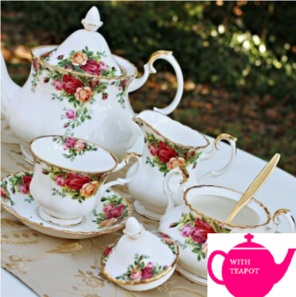 Old Country Roses Tea Set For Two - Teapot (600x756), Png Download