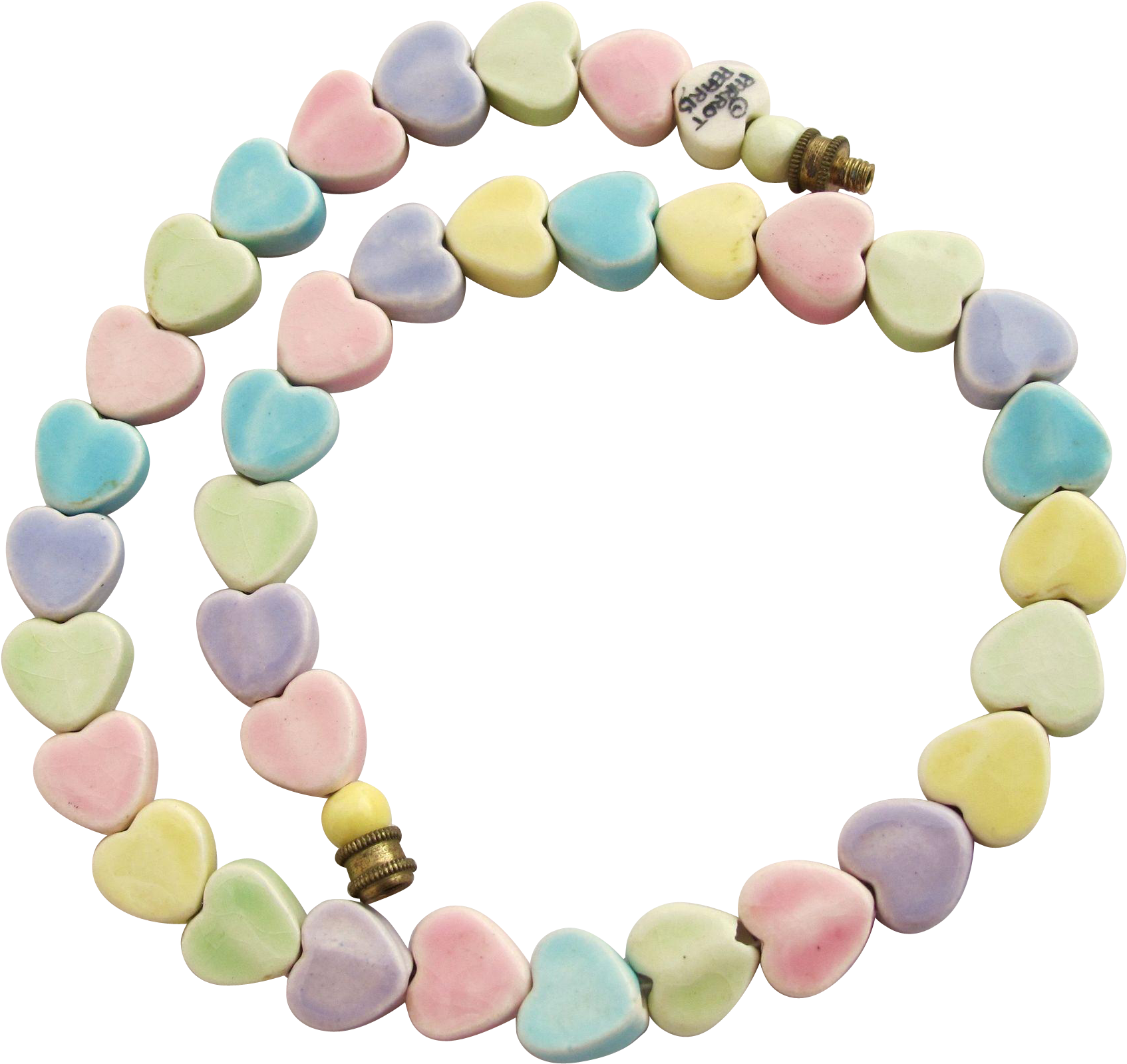Vintage Parrot Pearls Pastel Candy Hearts Ceramic Necklace - Bracelet (1693x1693), Png Download