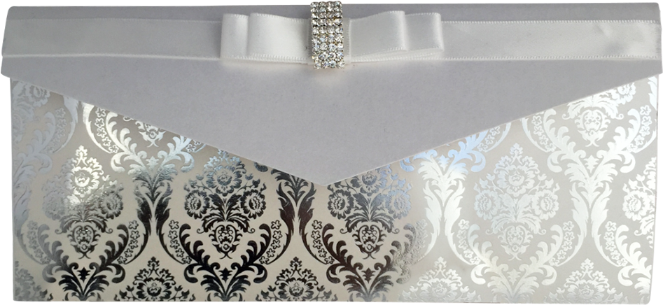 'ann' Damask Pocket Invitation - Silver (1024x1024), Png Download