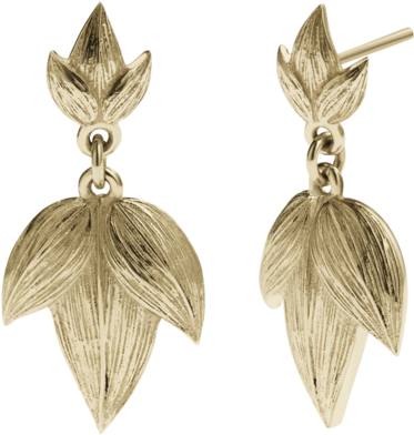 Meadowlark Etched 3 Leaves Drop Earrings Medium - Earring (1024x1024), Png Download
