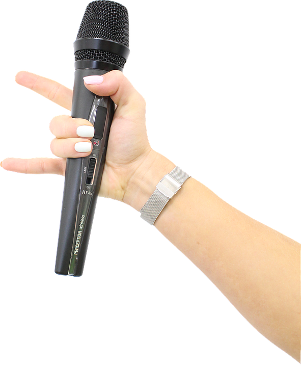 Hand, Hold, Microphone, Rock, Concert, Singer, Sings - Rock Microphone (591x720), Png Download