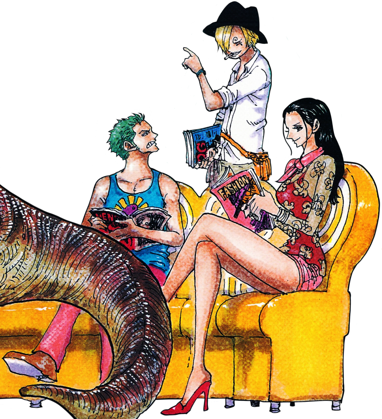 Sanji, Zoro & Robin From The Cover Of Color Walk - Cartoon (1280x1405), Png Download
