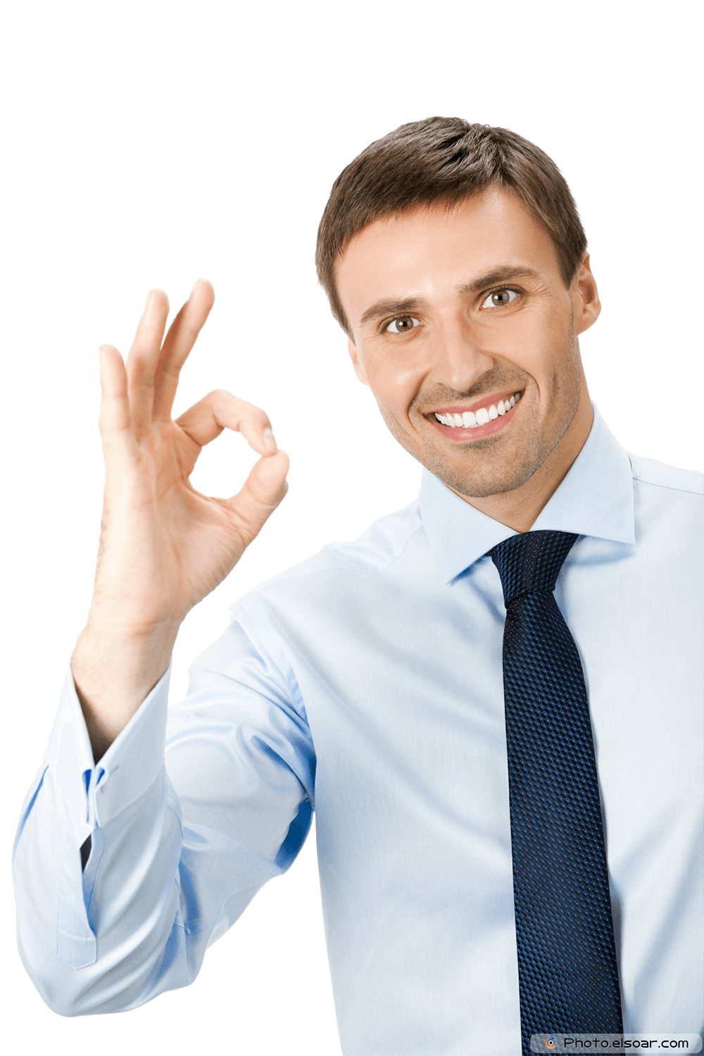 Happy Smiling Young Business Man With Okay Gesture - Looking At Memes At Work (1000x1500), Png Download