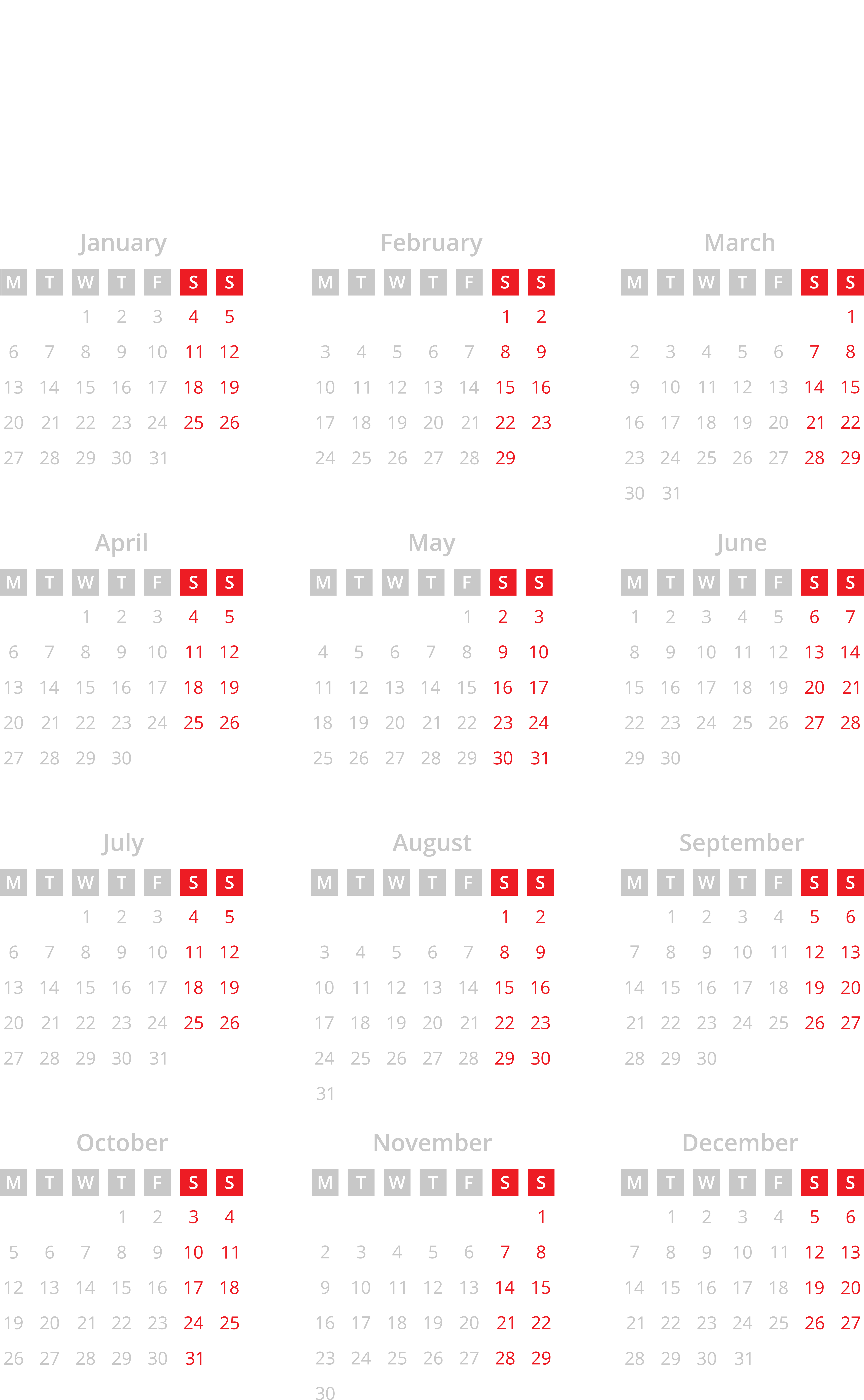 2020 Calendar White Transparent Png Image - Calendar 2020 Transparent Png (4985x8000), Png Download