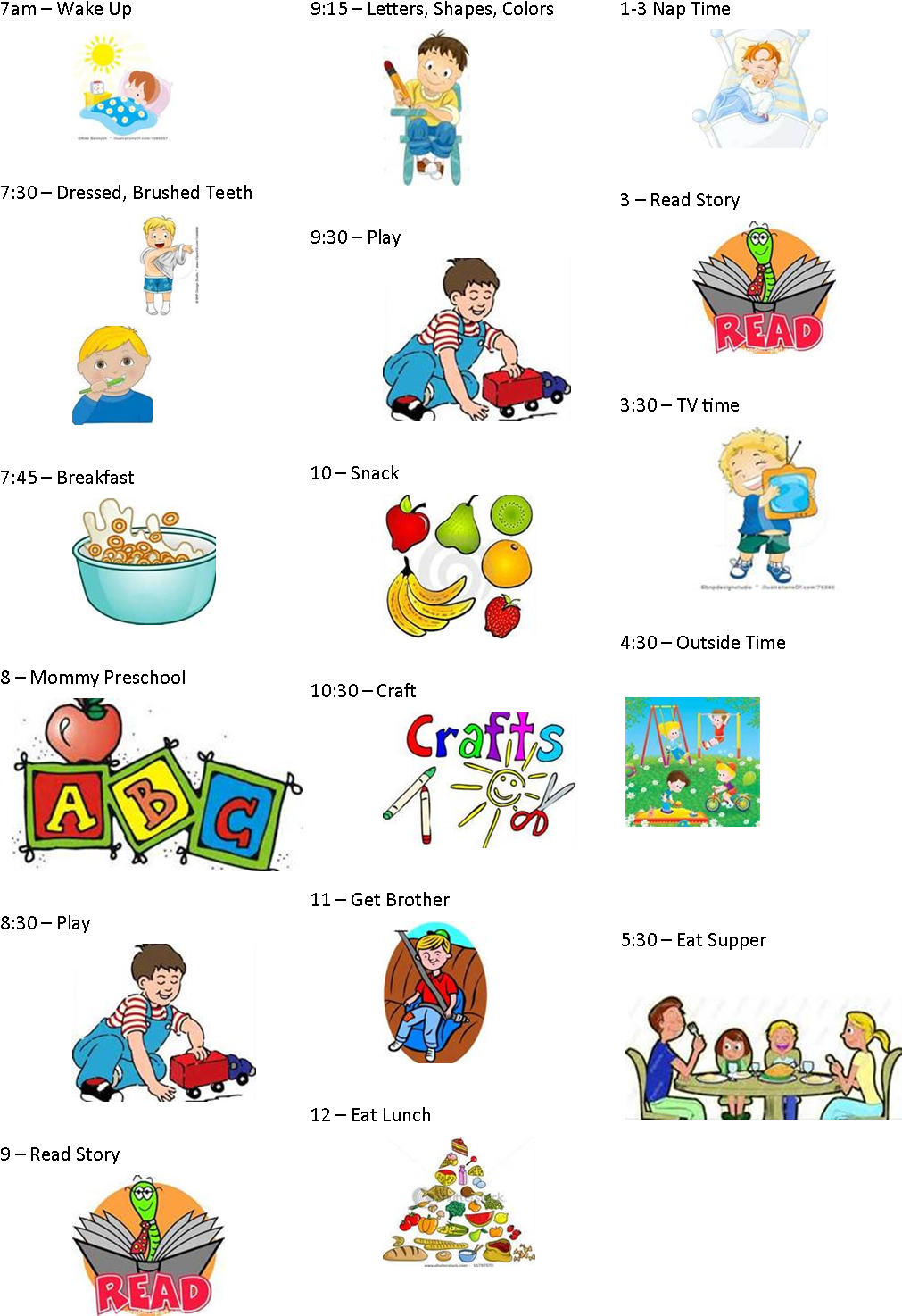 Calendar Clipart Preschool - Daily Schedule Preschoolers (1053x1515), Png Download