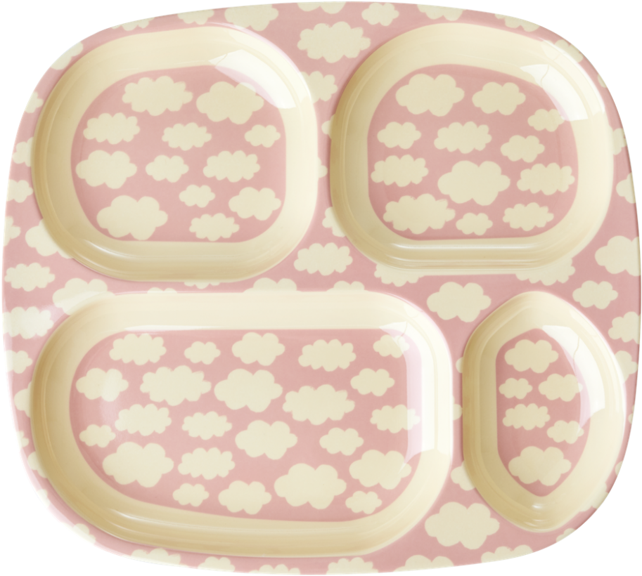 Kids 4 Room Melamine Plate Pink Cloud Print Rice Dk - Plate (1000x1000), Png Download