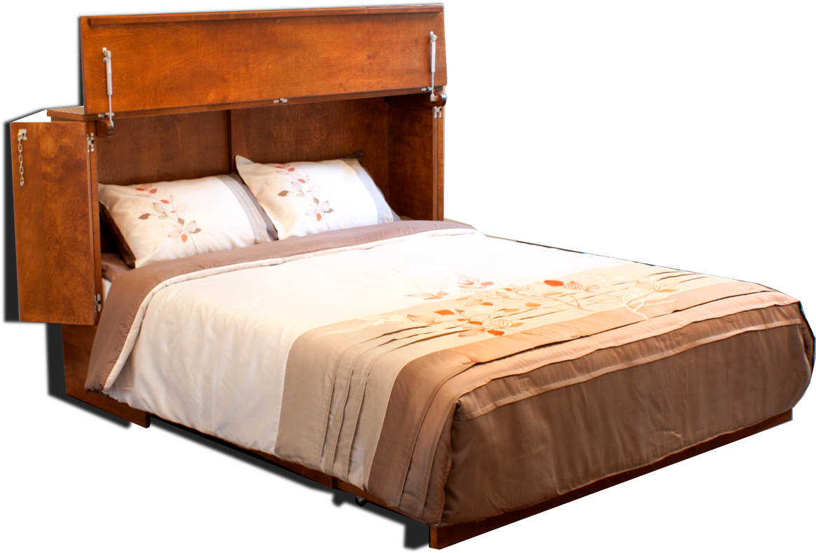 Style Bed With Cabinet (1165x789), Png Download