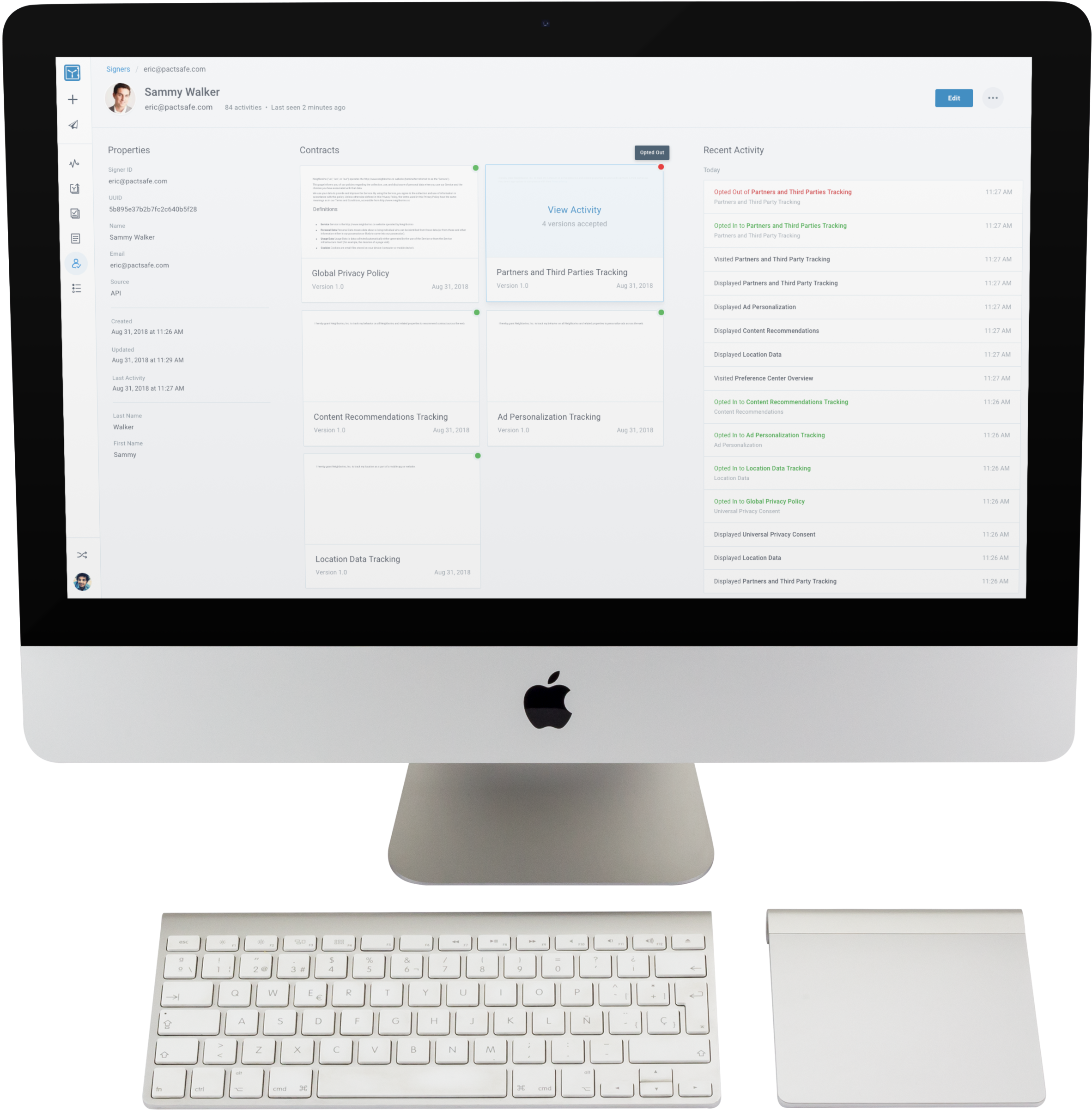 Transparent Imac Mockup With Keyboard And Trackpad - Output Device (2731x2474), Png Download