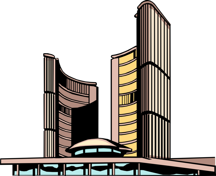 Vector Illustration Of Urban Metropolitan City Hall, - Toronto City Hall (856x700), Png Download