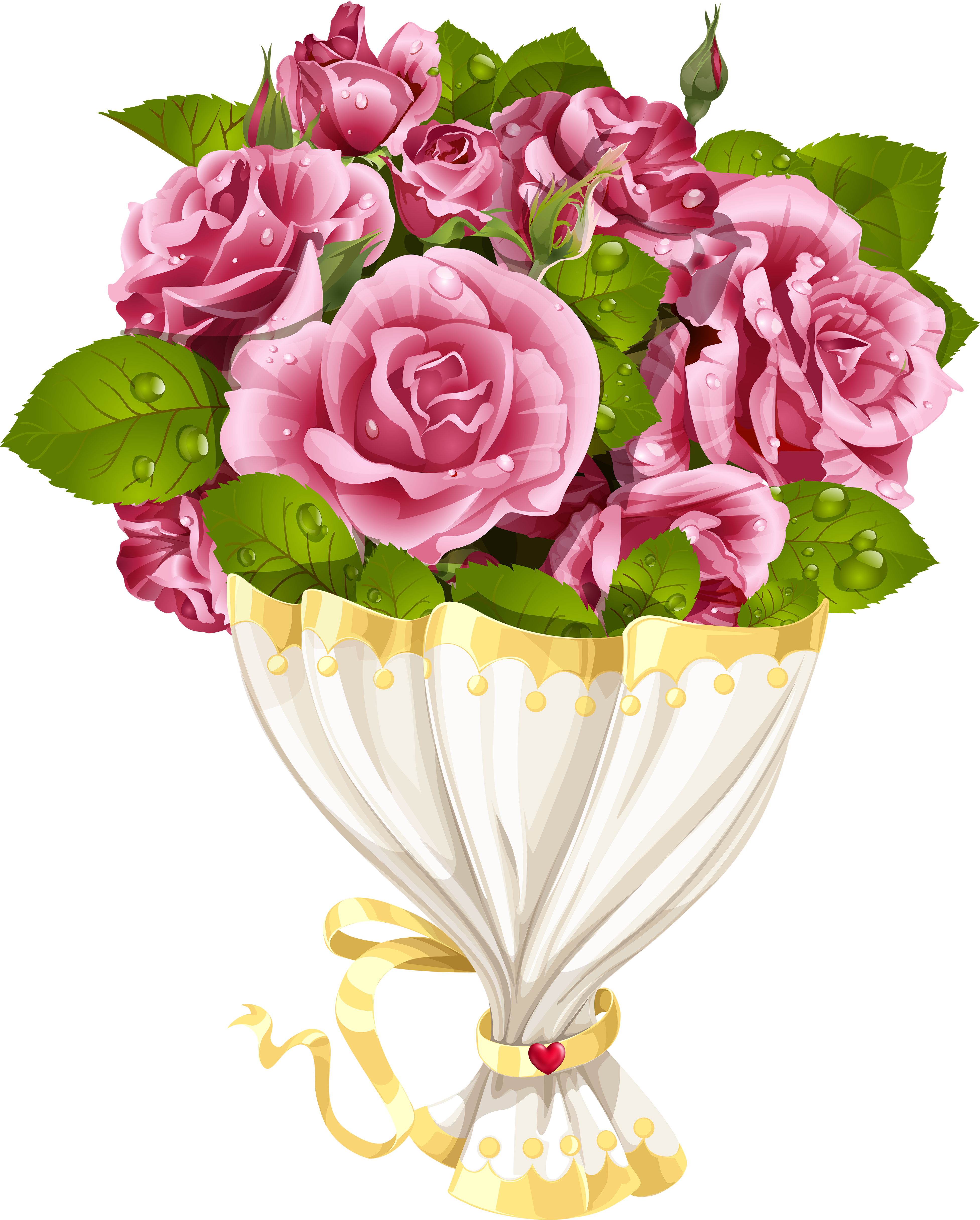 Rose Bouquet With Heart Transparent Png Clip Art Image - Flowers (4017x5000), Png Download