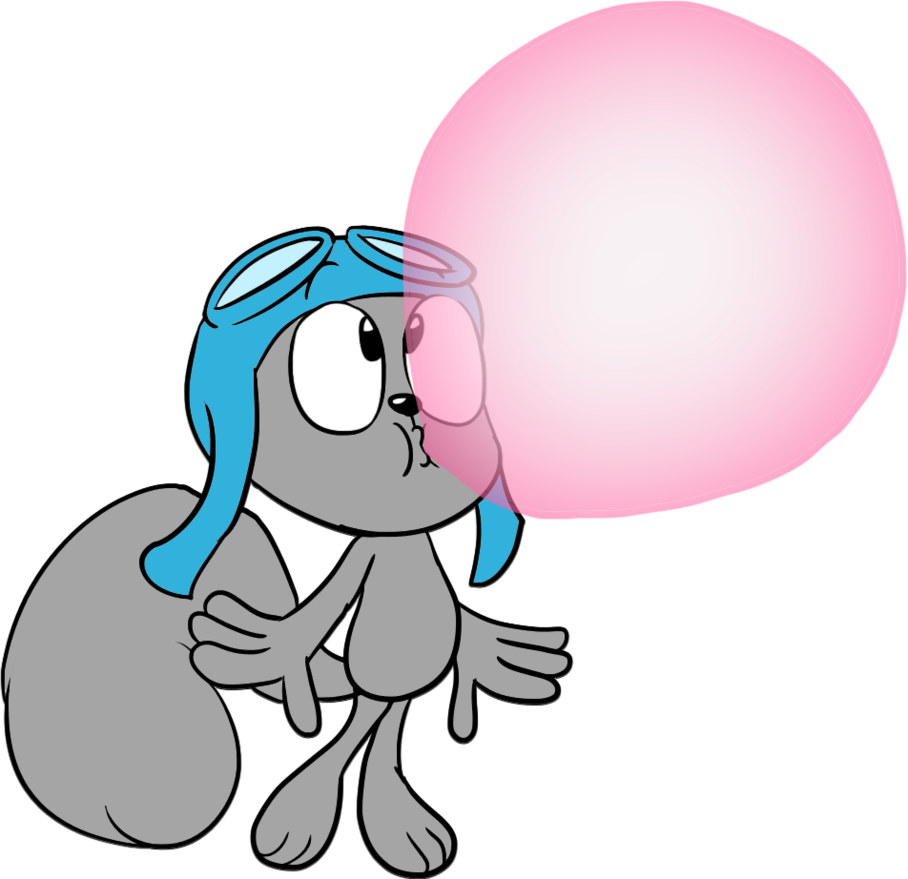 Rocky's Gum Blowing Floating By Juacoproductionsarts - Flying Cartoon Squirrel (908x879), Png Download