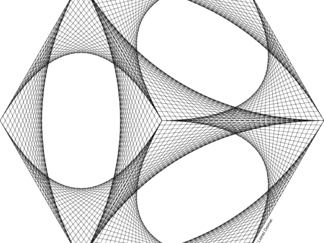 Drawn 3d Cube - Curve Stitching Designs (640x480), Png Download