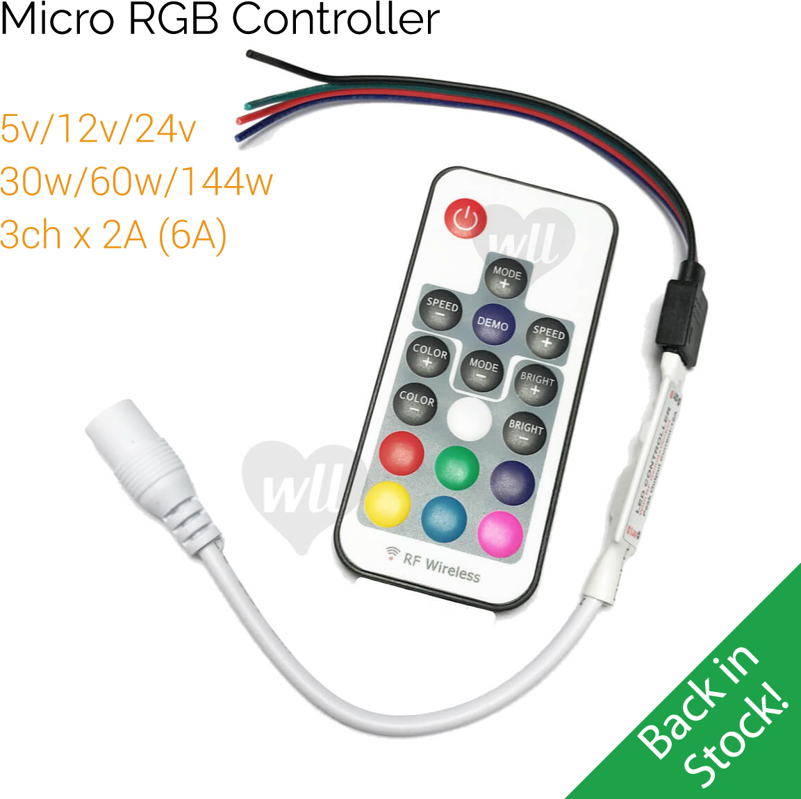 Micro Rgb Controller With Remote 6a - Cable (1205x1205), Png Download