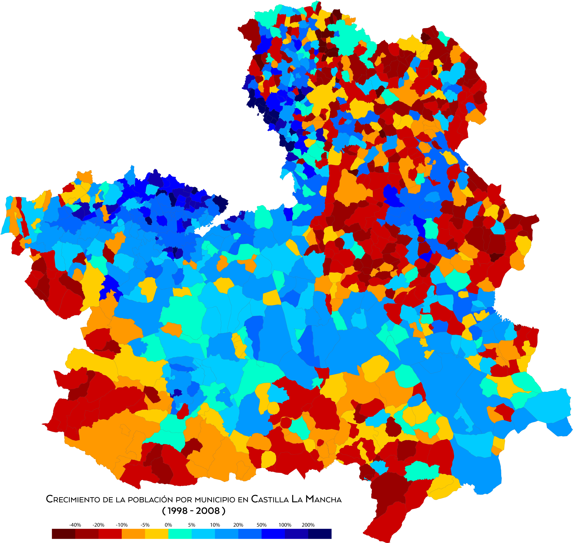 Castilla La Mancha Crecimiento 1998 2008 - Comarcas De Albacete (2000x1924), Png Download