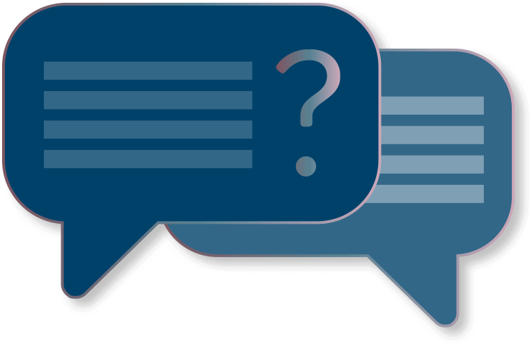 Two Speech Bubbles Illustrating Faqs - Graphic Design (764x495), Png Download