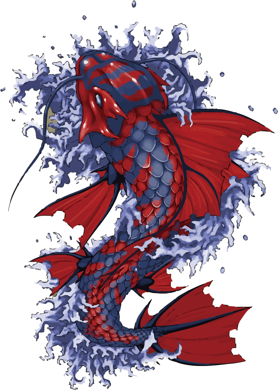 Butterfly Koi Tattoo Painted Fish Hand Vector Clipart - Japanese Koi Fish Artwork (1108x1500), Png Download